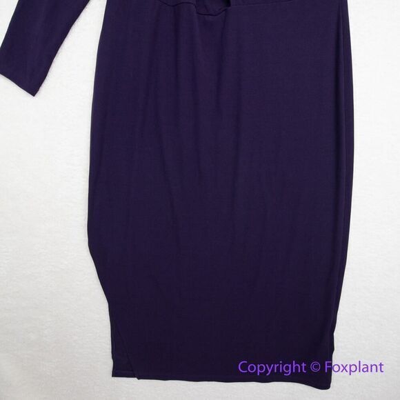Eloquii Asymmetric Fitted Midi Sweater Dress in purple, size 18/20‎ - Picture 6 of 16